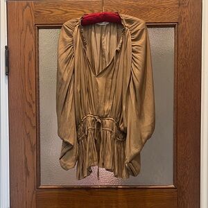 Elegant Tan Blouse with Ruched Details Mustard Seed from Free People